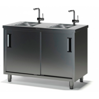 Стол производственный с мойкой ТММ СКМ-1/1000/600, 140мм-2 мойки