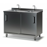 Стол производственный с мойкой ТММ СКМ-2/1500/600, 140мм-2 мойки