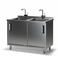 Стол производственный с мойкой ТММ СКМ-2/1300/600, 250мм-2 мойки