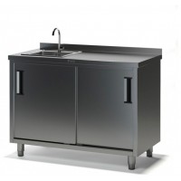 Стол производственный с мойкой ТММ СКМ-2/1000/600, 140мм-1 мойка