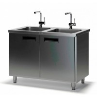 Стол производственный с мойкой ТММ СРМ-1/1400/700, 300мм-2 мойки