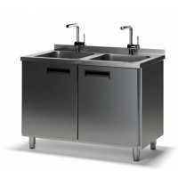 Стол производственный с мойкой ТММ СРМ-2/1700/700, 300мм-2 мойки