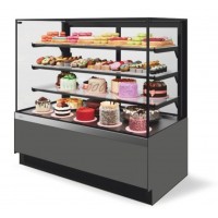 Витрина кондитерская Chilz Vete II kub lux 130, Серый матовый/шлиф. нерж.