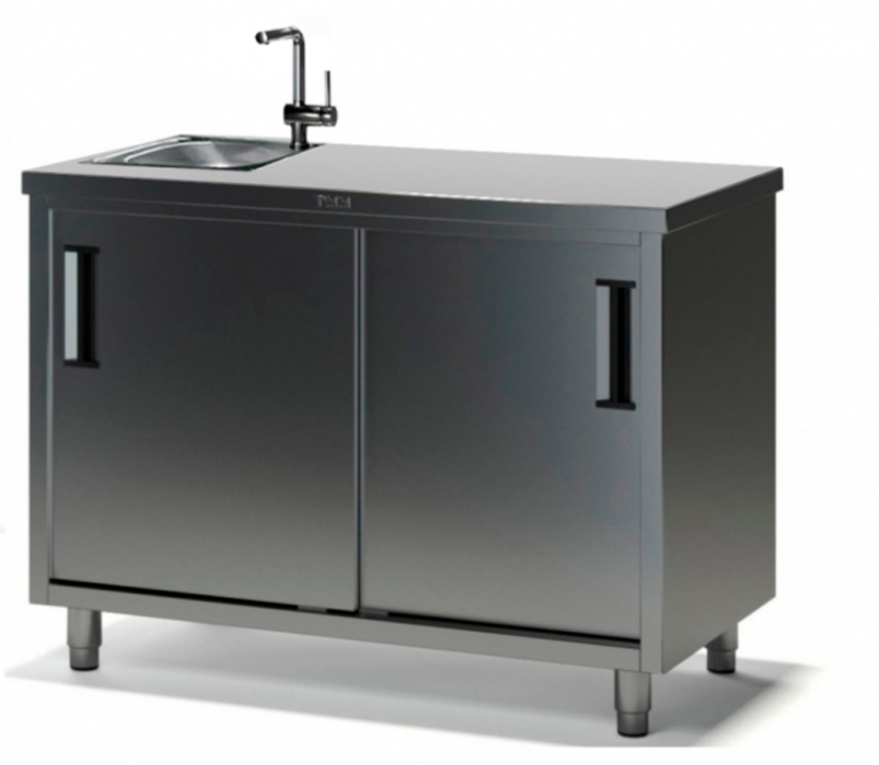 Стол производственный с мойкой ТММ СКМ-1/1400/600, 140мм-1 мойка