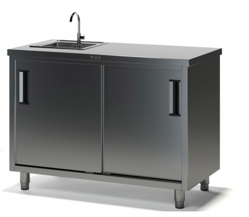 Стол производственный с мойкой ТММ СКМ-1/1500/600, 140мм-1 мойка