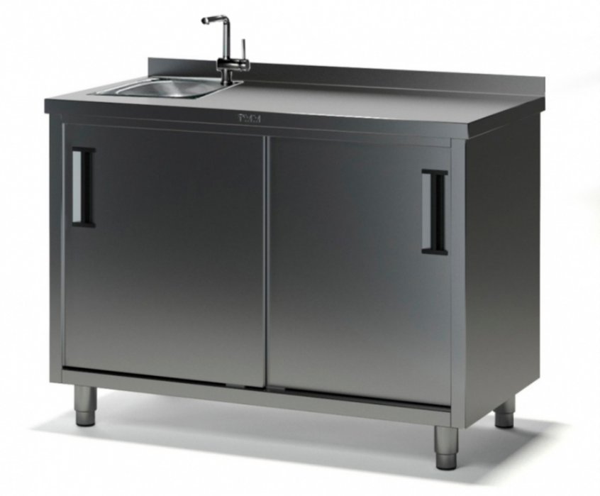 Стол производственный с мойкой ТММ СКМ-2/1600/600, 140мм-1 мойка