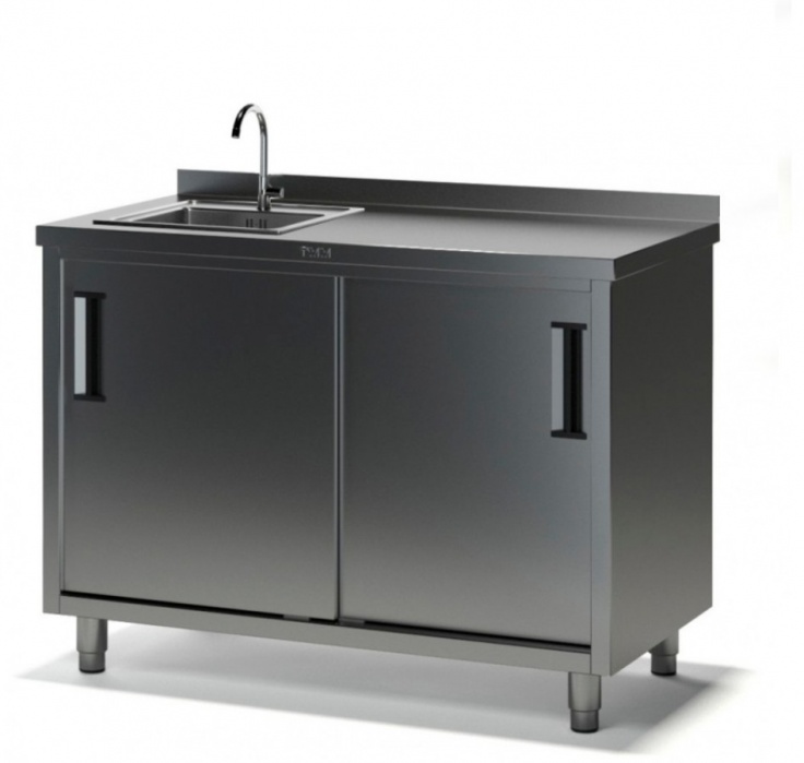 Стол производственный с мойкой ТММ СКМ-2/1800/600, 140мм-1 мойка