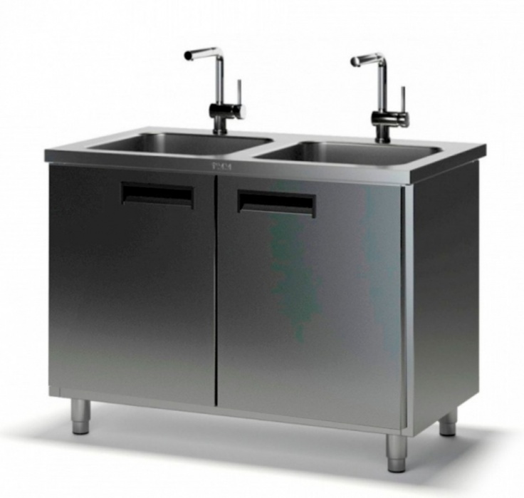 Стол производственный с мойкой ТММ СРМ-1/1000/600, 250мм-2 мойки