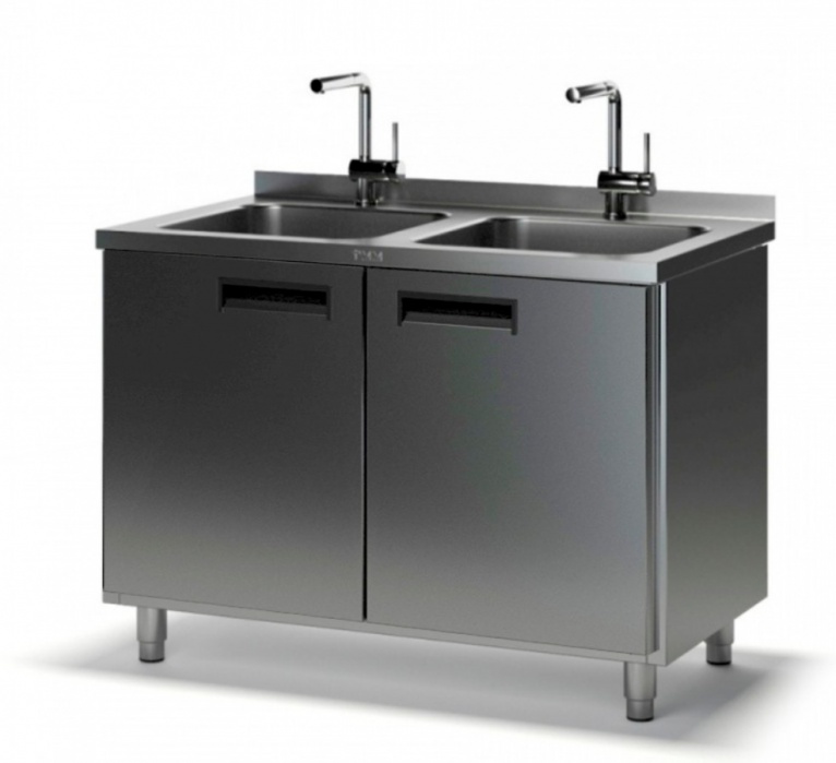 Стол производственный с мойкой ТММ СРМ-2/1500/700, 300мм-2 мойки