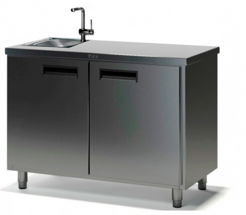 Стол производственный с мойкой ТММ СРМ-1/1100/600, 140мм-1 мойка