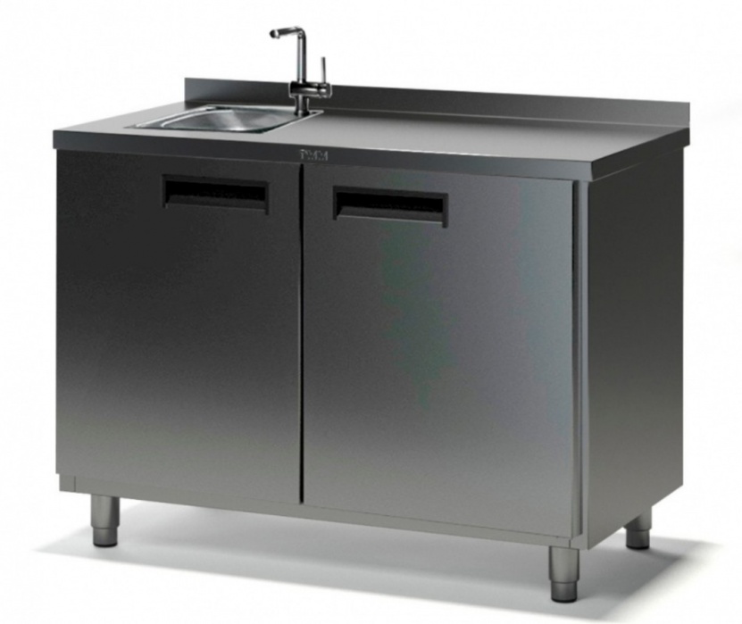 Стол производственный с мойкой ТММ СРМ-2/1400/600, 140мм-1 мойка