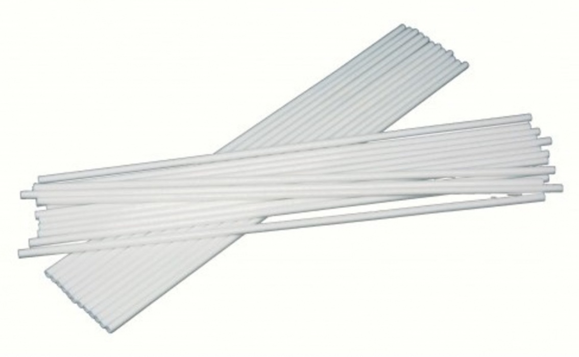 Палочки пластиковые для сахарной ваты Россия длина 370 мм, диаметр 6 мм, белые, 100шт