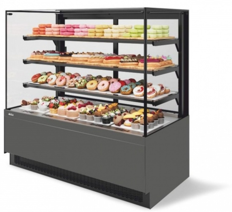 Витрина кондитерская Chilz Vete II kub 130, Антрацит/Серый матовый