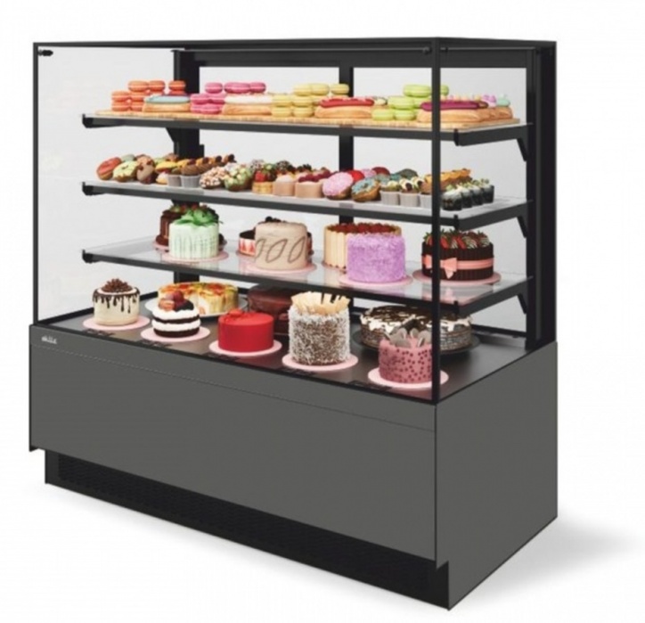 Витрина кондитерская Chilz Vete II kub lux 130, Антрацит/Серый матовый