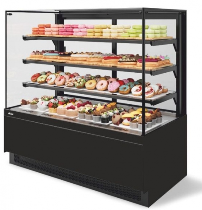 Витрина кондитерская Chilz Vete II kub 130, Чёрный муар/Металлик