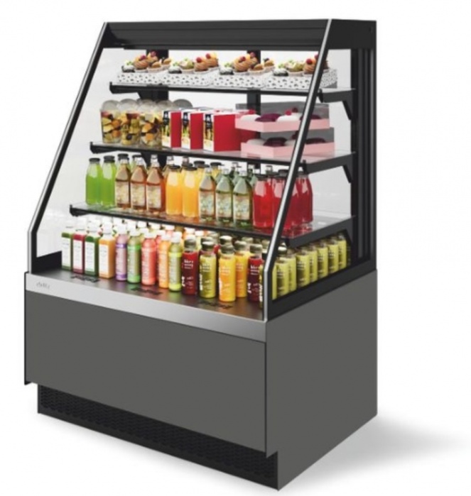 Витрина кондитерская Chilz Vete II kub OFT 90, Серый матовый/шлифованная нерж