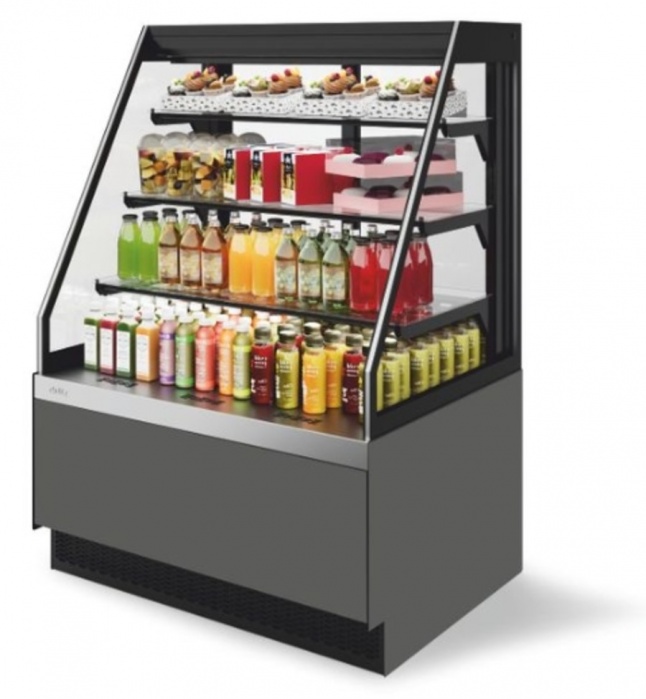 Витрина кондитерская Chilz Vete II kub OFT 130, Серый матовый/шлиф. нерж.