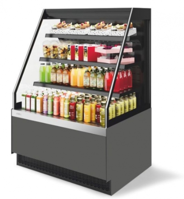 Витрина кондитерская Chilz Vete II kub OF 130, Серый матовый/шлиф. нерж.