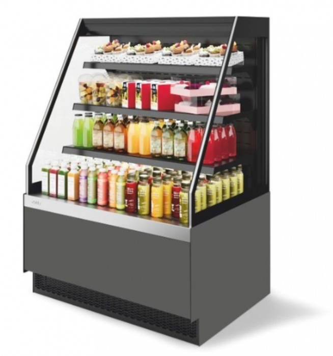 Витрина кондитерская Chilz Vete II kub OF 90, Серый матовый/шлиф. нерж.