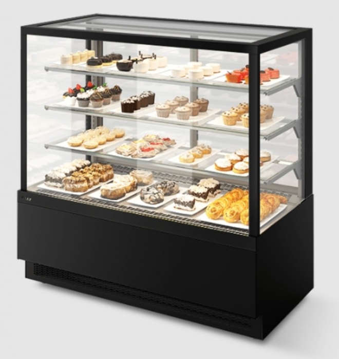 Витрина кондитерская Chilz Vete kub 130, Чёрный муар/Металлик