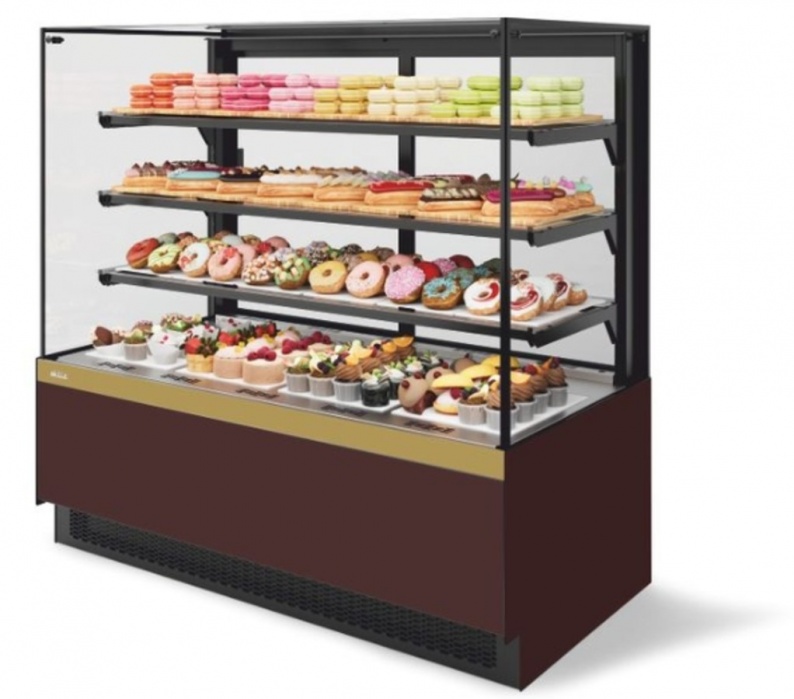 Витрина кондитерская Chilz Vete II kub 130, Шоколад/Золотой глянец