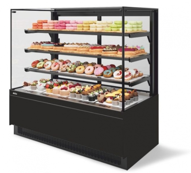 Витрина кондитерская Chilz Vete II kub 90, Чёрный муар/Металлик