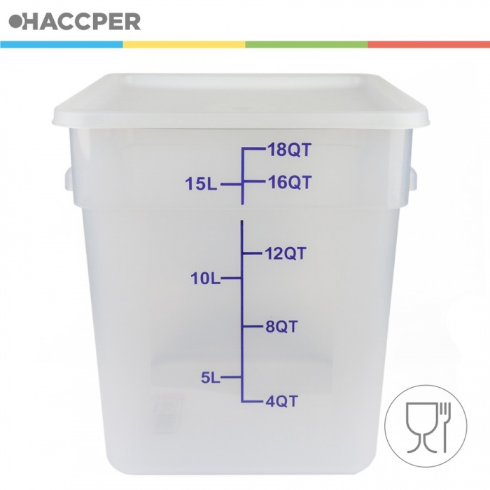 Контейнер пищевой Haccper 868071, квадратный с крышкой, 18л